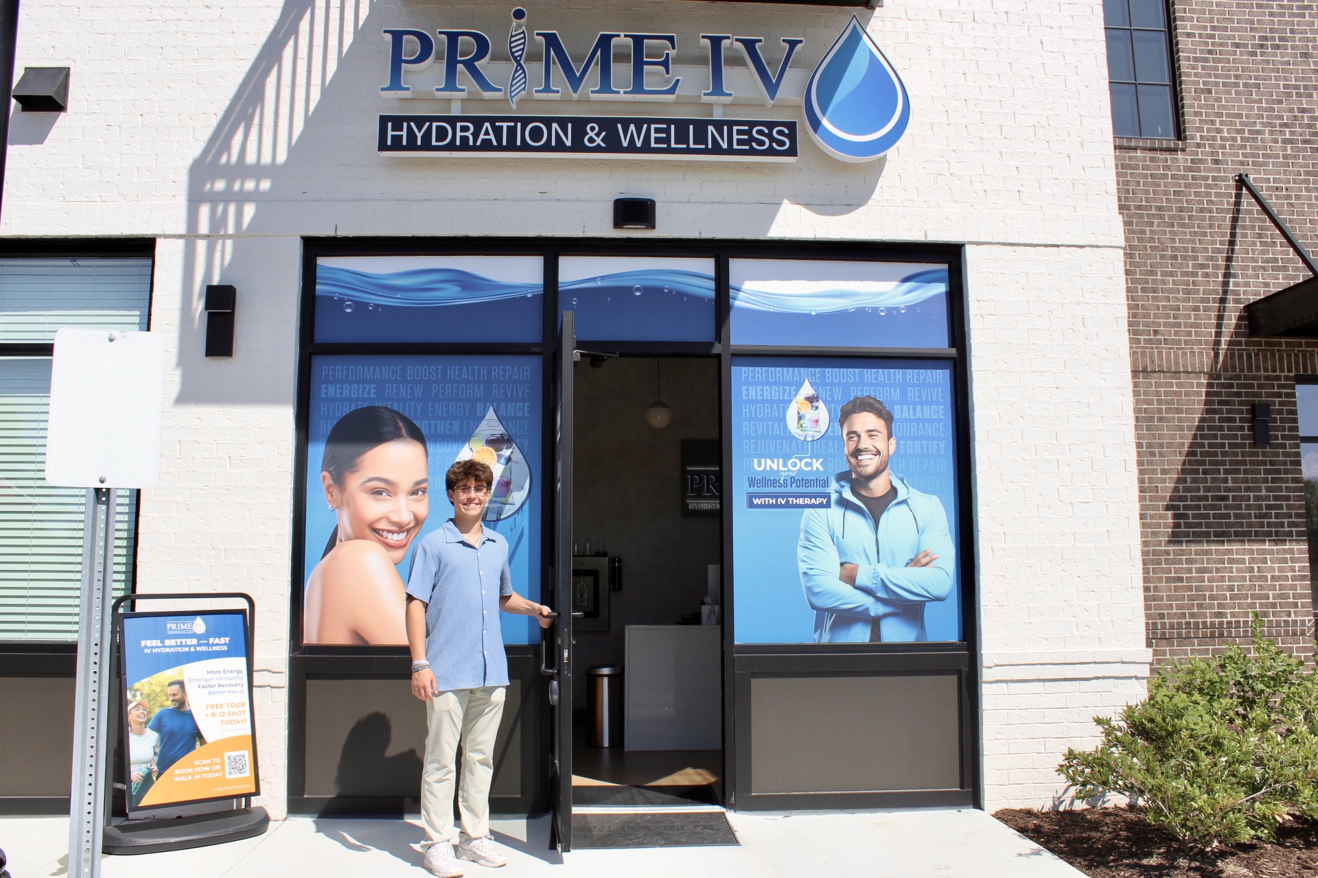 Welcoming entrance of the Prime IV Hydration & Wellness studio in Nolensville, TN