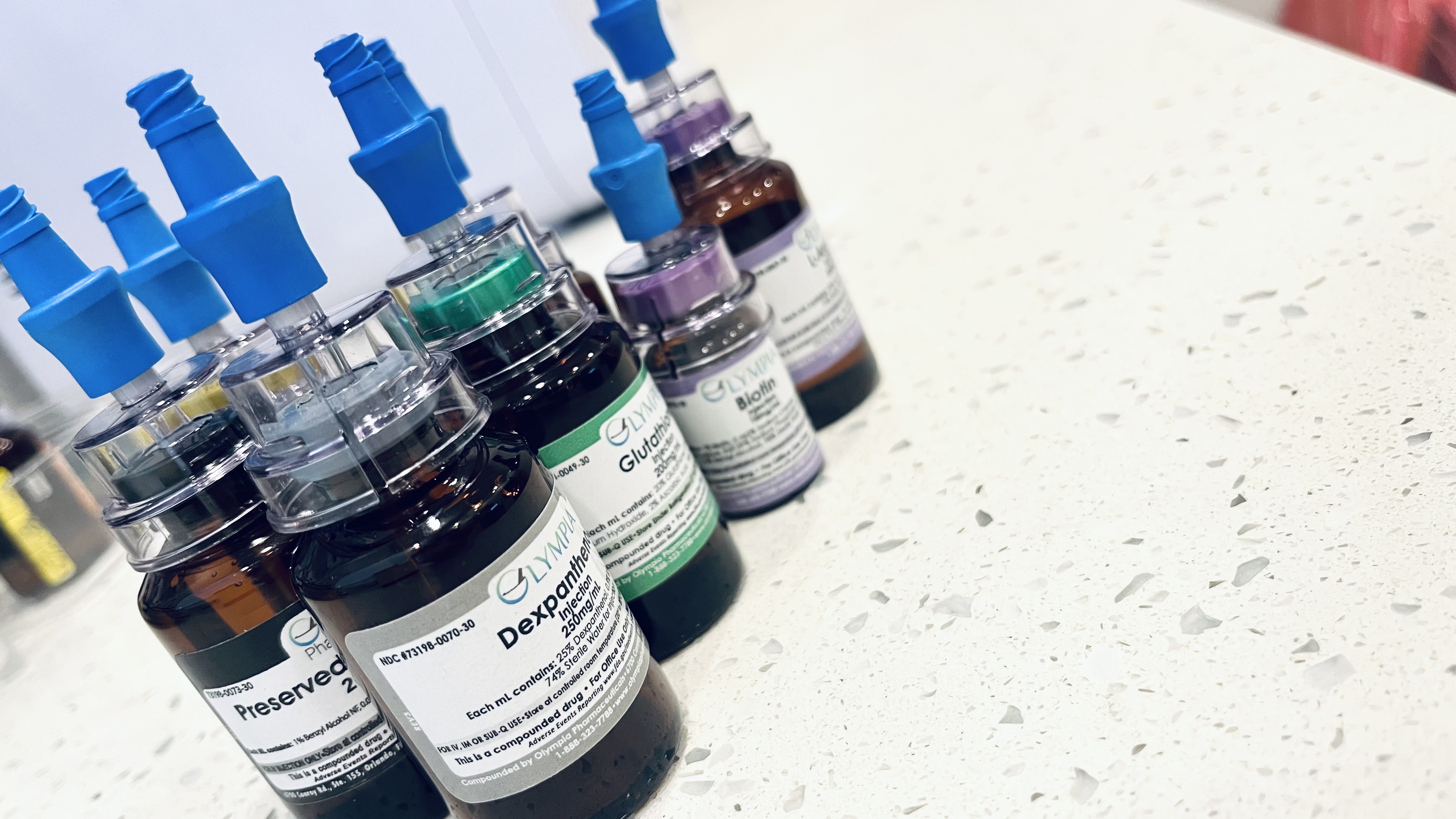 Pharmaceutical-grade vitamin and antioxidant compounds used in Prime IV beauty and anti-aging drips
